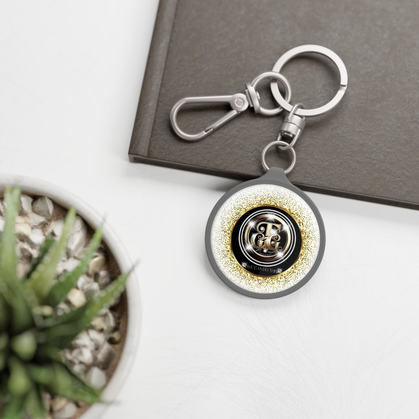 Gold Monogram Keyring Tag — Elegant Personalized Keychain