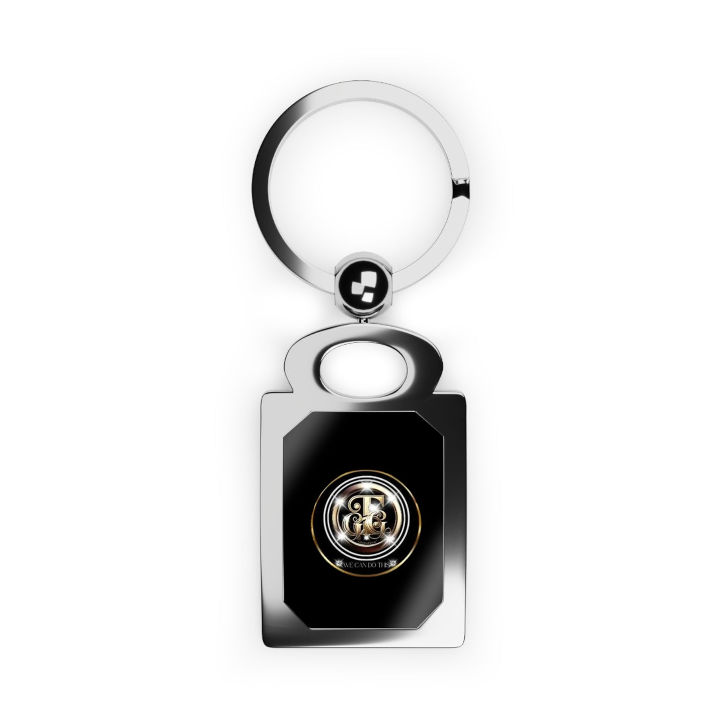 Nautical Compass Rectangle Photo Keyring — Personalized Metal Keychain